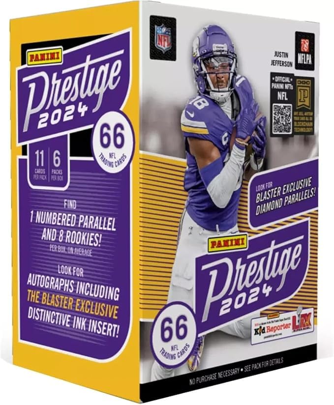 2024 Panini Prestige Football Mega Box (42 Cards/Box) Look For Daniels, Maye, Nix Rookies! 3 Numbered Parallels Per Box!