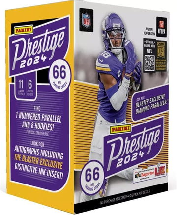 2024 Panini Prestige Football Mega Box (42 Cards/Box) Look For Daniels, Maye, Nix Rookies! 3 Numbered Parallels Per Box!