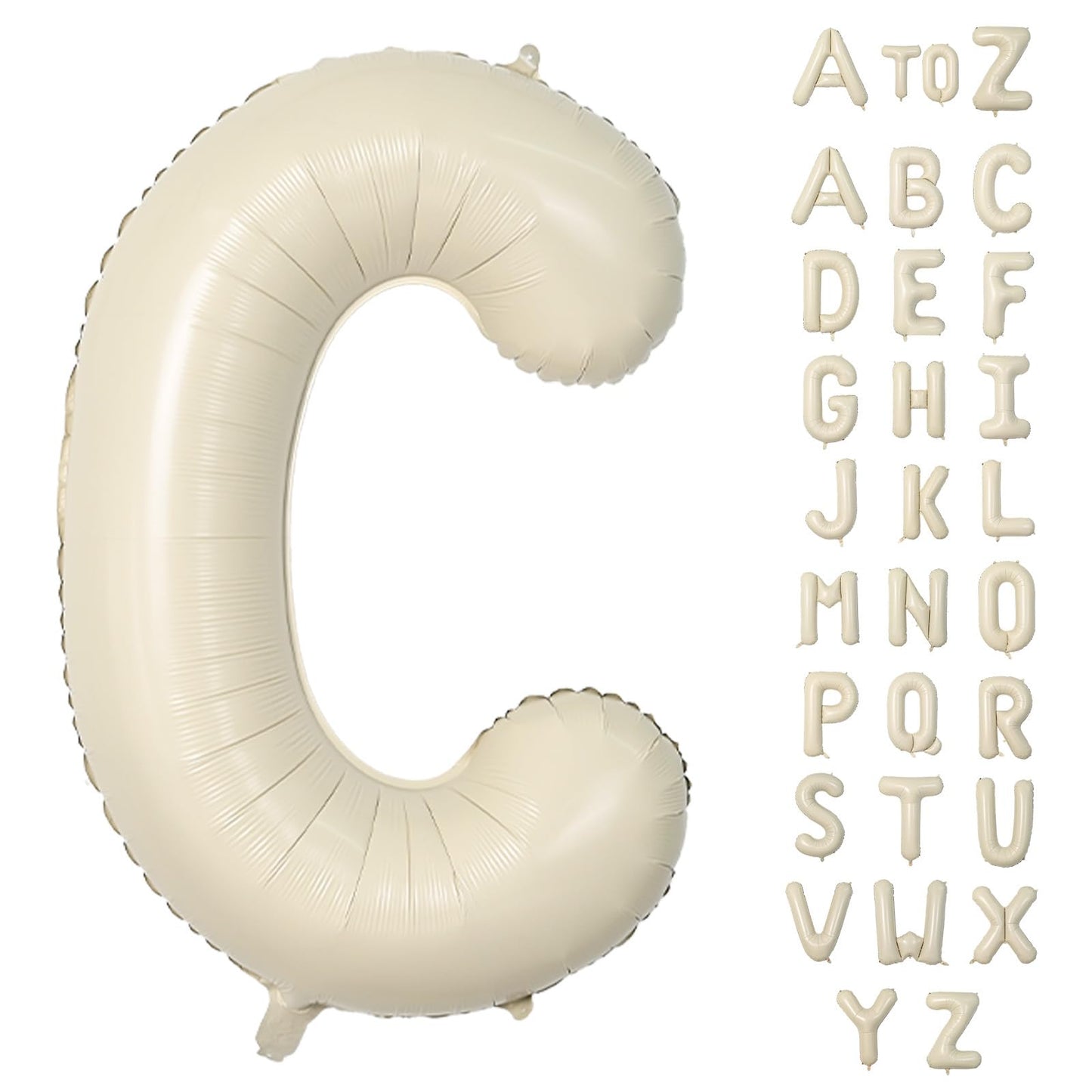 Biapian 40 Inch Letter C Balloons, Giant Cream C Foil Balloon, Big Single Alphabet A-Z Balloons, Beige Large Aluminum C Balloons