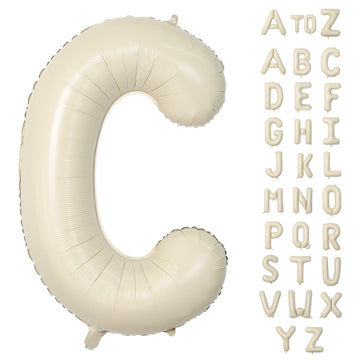 Biapian 40 Inch Letter C Balloons, Giant Cream C Foil Balloon, Big Single Alphabet A-Z Balloons, Beige Large Aluminum C Balloons