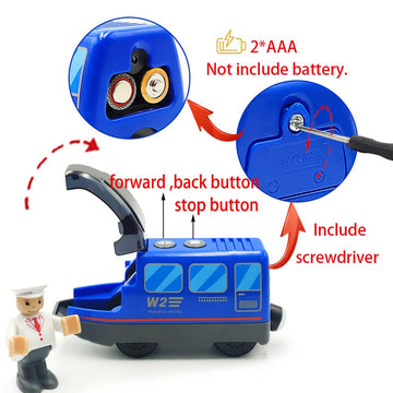 Dshmixia Battery Operated Train For Wooden Train Track Set Toys For 3 4 5 Year Old Boys Kids Action Locomotive Train Magnetic Connection (Without Battery) (Blue)