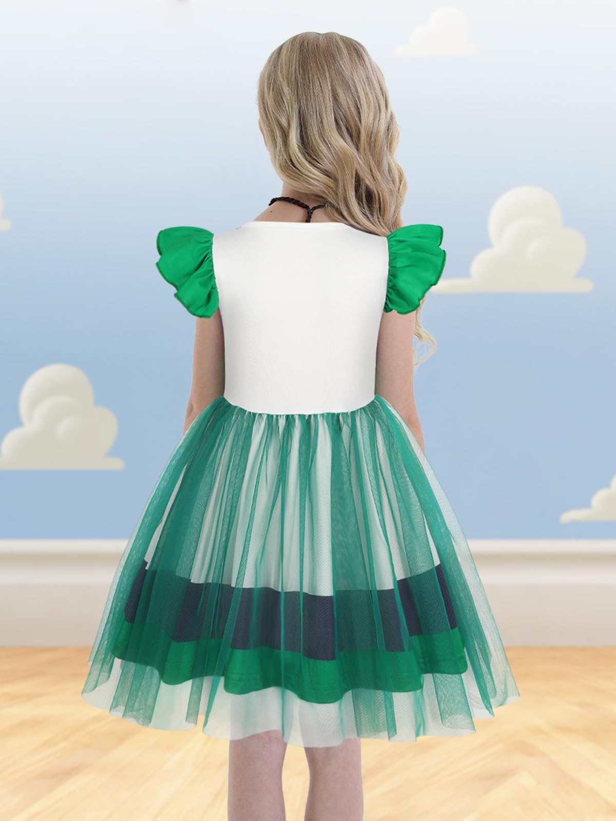 Eledobby Buzz Lightyear Dress for Girls Halloween Costume Princess Dress Up Birthday Party Outfit 5-6Years