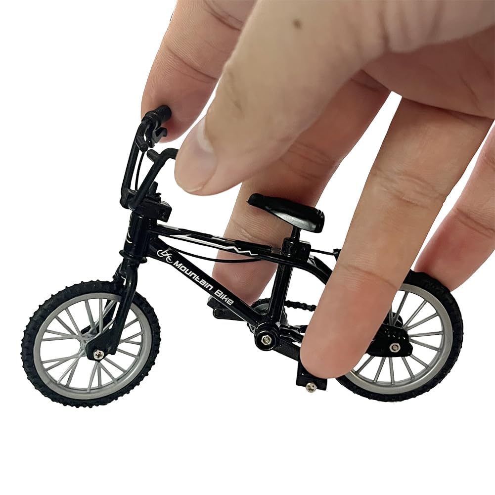 kidbeile Mini Finger Bike Toy - Alloy Mountain Bicycle Model with Tools, Movable Parts, Gift for Kids & Collectors (Black)