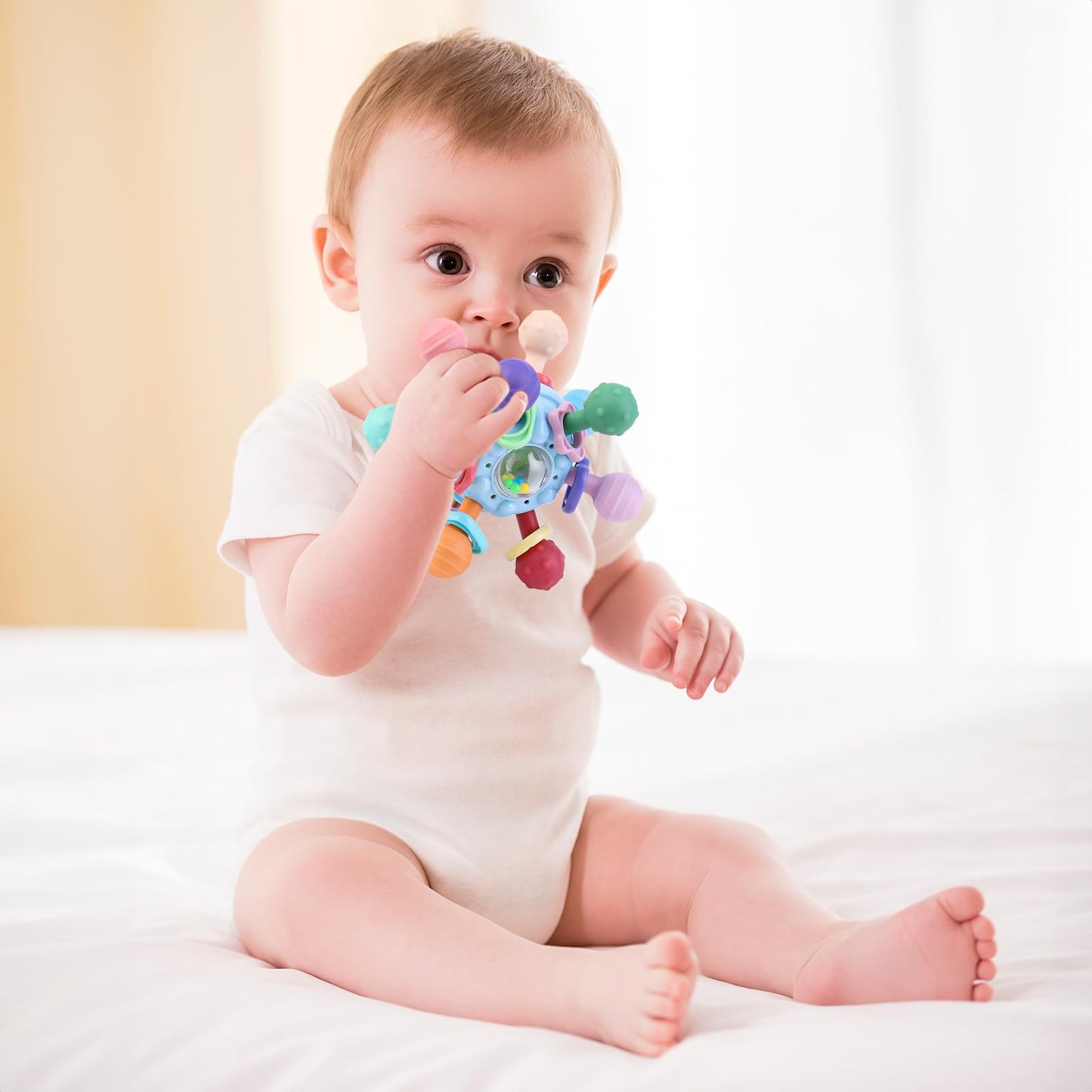 Baby Teething Toys, Baby Teether Montessori Sensory Toys For 0-6 6-12 Months, Boy Girl Gifts For Infant Newborn Toddler 0 3 6 9