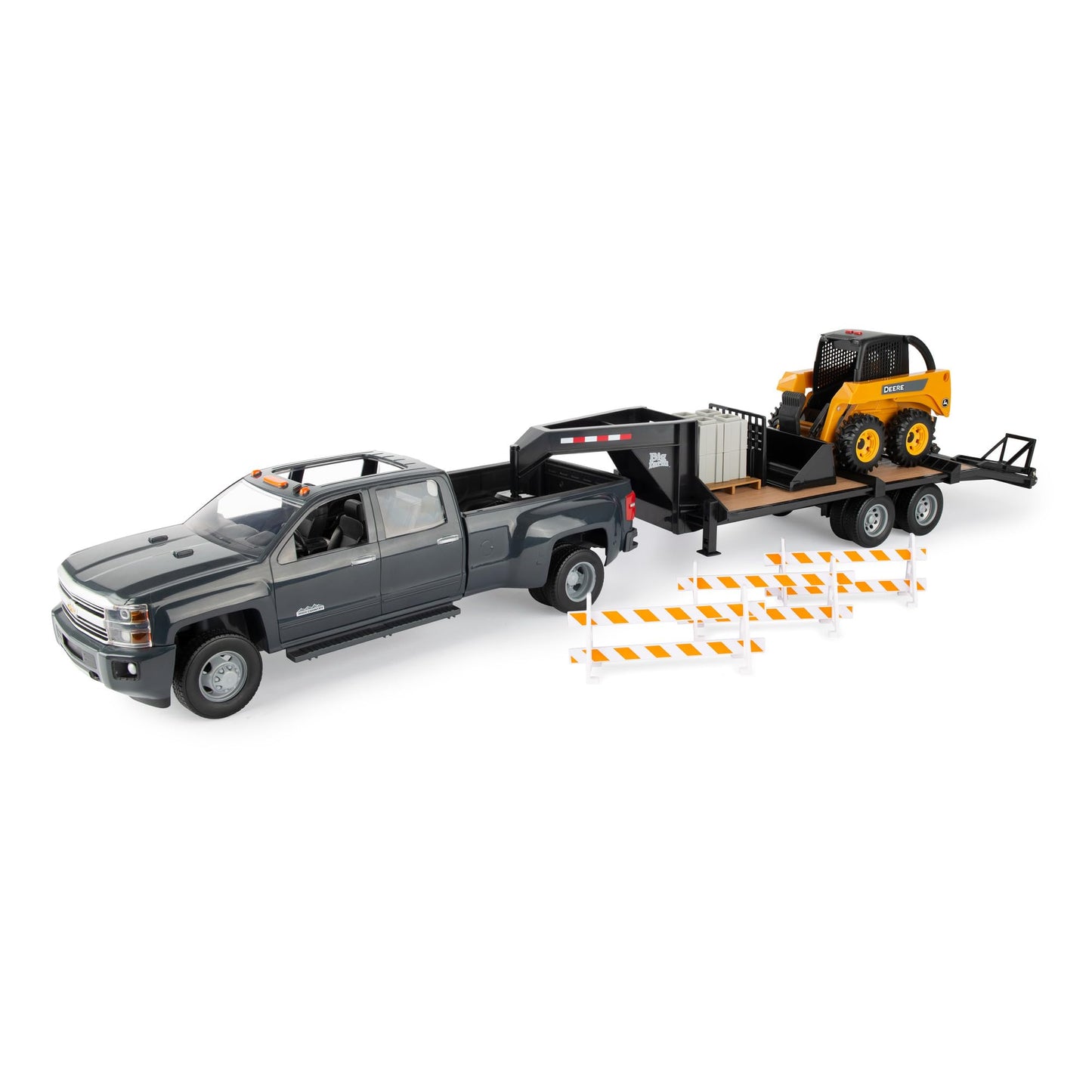 TOMY John Deere 1:16 Scale Big Farm Construction Toys with Skid Steer Toy, Chevrolet Silverado and Accessories, Multicolor, 3 Ye