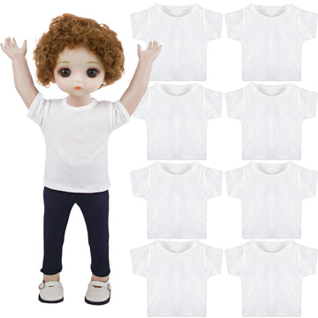 Litherr S 8 Pcs 18 Inch Boy Doll T Shirt Clothes Sublimation 18 Doll Outfits Accessories Classical Tee Shirts Fit 18 Inches Doll for Doll Decoration DIY Pretend Play