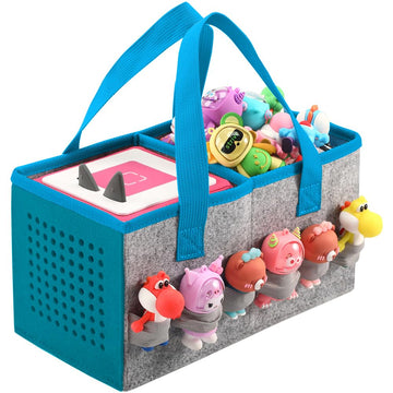 Pisosn Carrying Case For Toniebox Starter Set And Tonies Figurines, Travel Felt Cloth Musical Toy Folding Bag For Toniebox Accessories (Blue)