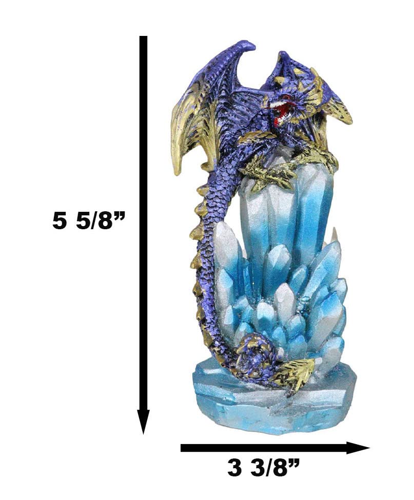 Ebros 6.25' Tall Purple And Gold Cosmic Galaxy Dragon On Blue Crystal Stalactite Rock Statue With Led Night Light Feature As Dungeons And Dragons Fantasy Decor Accent Figurine