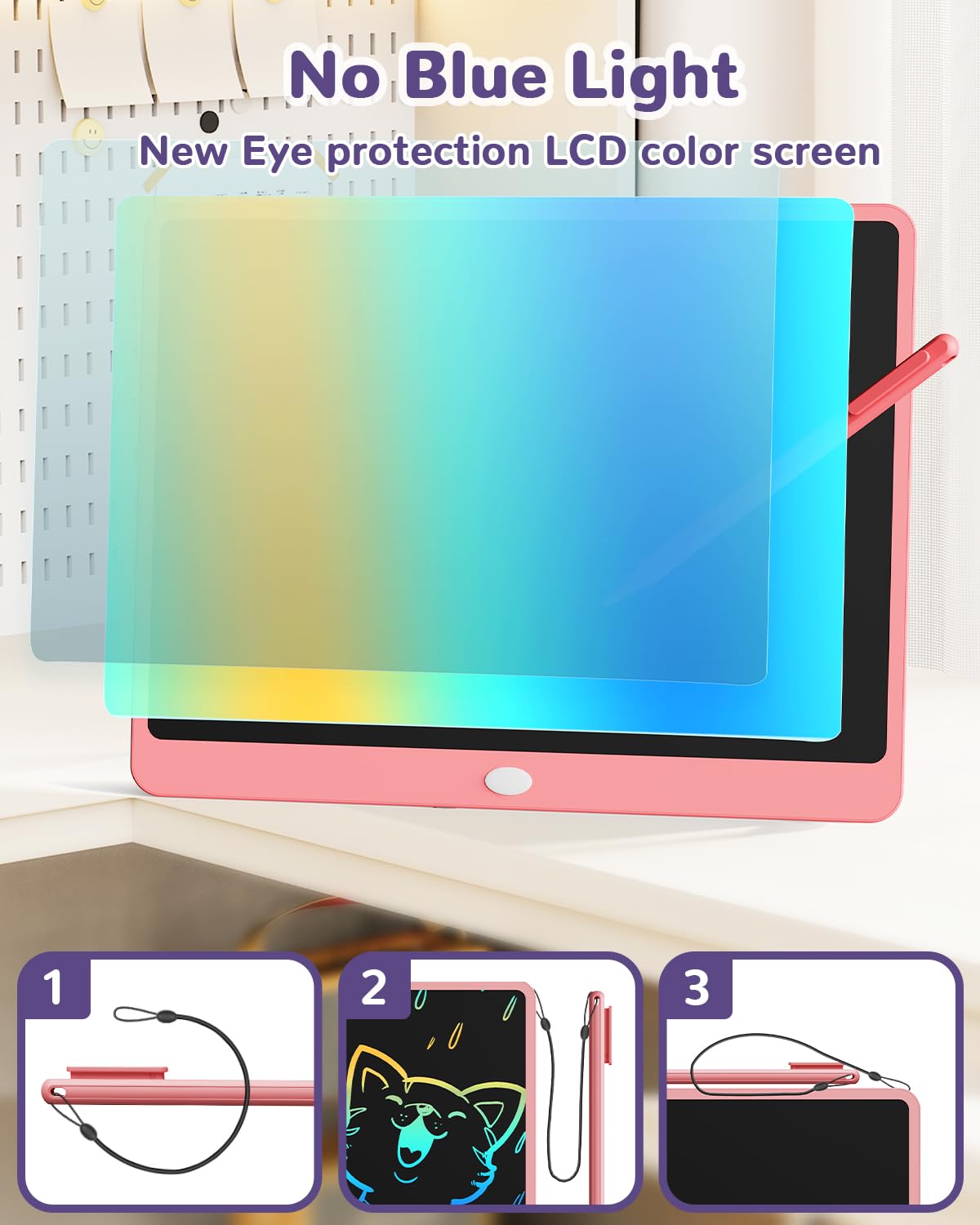 ORSEN LCD Writing Tablet 16 inch - Toddler Toys for 3 4 5 6 7 8 Year Old Girls Boys Birthday Gift Doodle Board Colorful Drawing