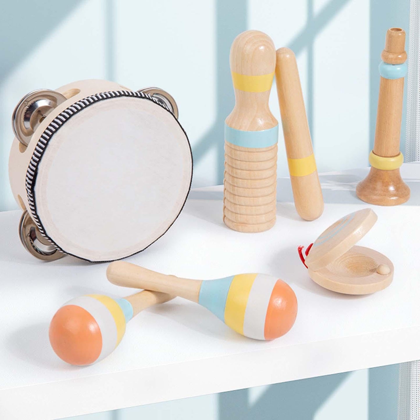 Fashion My Day Baby Musical Instruments Set Wooden Percussion Instruments Toy For Kids Gift 9Pcs