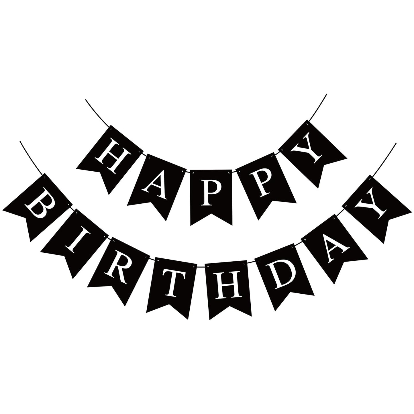 Waenerec Black Happy Birthday Banner Sign Happy Birthday Bunting Banner Garland For Kids Girl Woman Birthday Tea Party Decorations Bunting Flag Birthday Party Supplies