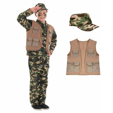 Fun Shack Boys X-Large Army Costume, Kids Military Outfit With Camo Print