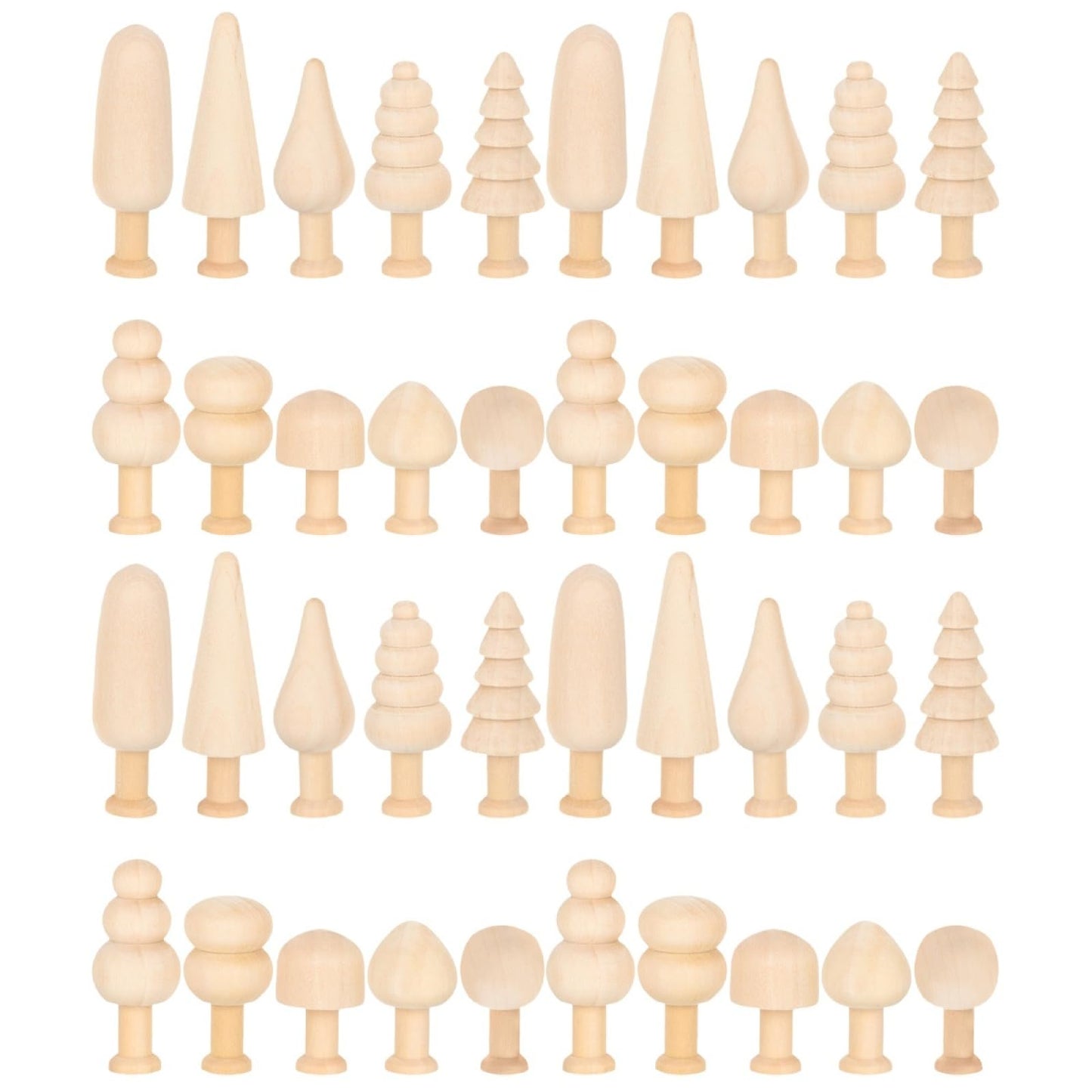 40 Pcs Small Wooden Mushroom Unfinished Wood Christmas Tree Wooden Tree for Painting Craft DIY Trees Easter Decoration Mini Wood