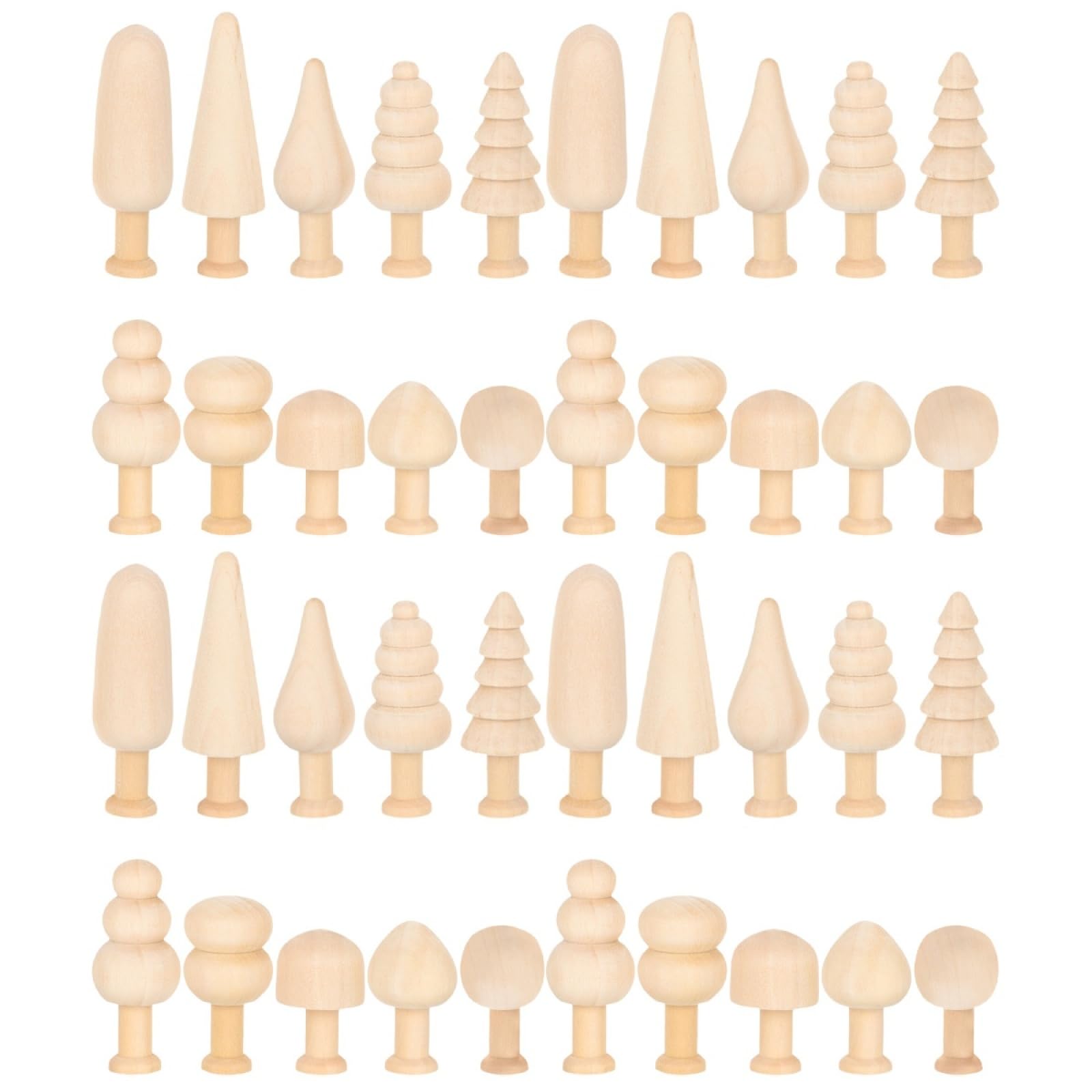 40 Pcs Small Wooden Mushroom Unfinished Wood Christmas Tree Wooden Tree for Painting Craft DIY Trees Easter Decoration Mini Wood