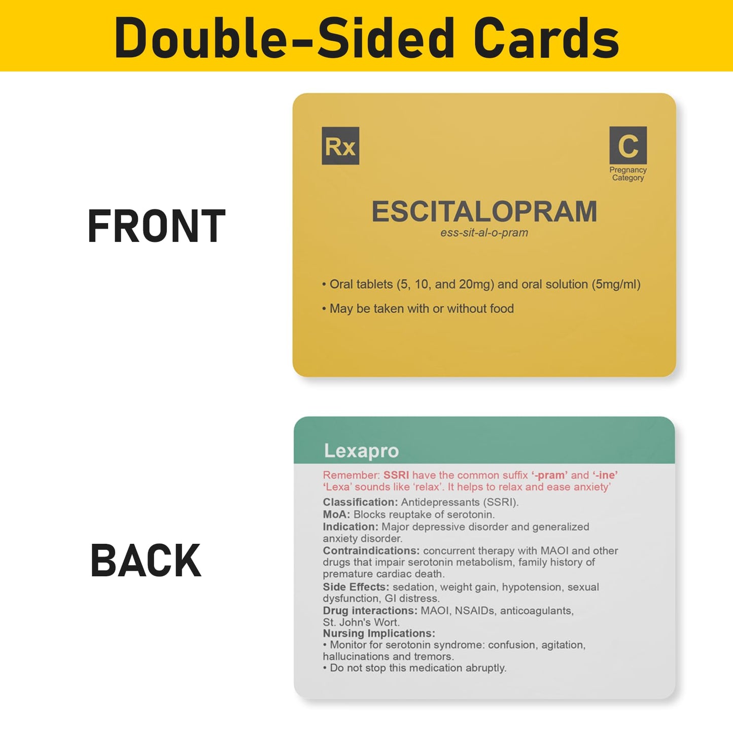 SwiftPass Top 200 Drugs Flashcards - Pharmacology Study Cards, Medium Size, Cardstock, Model SP-01