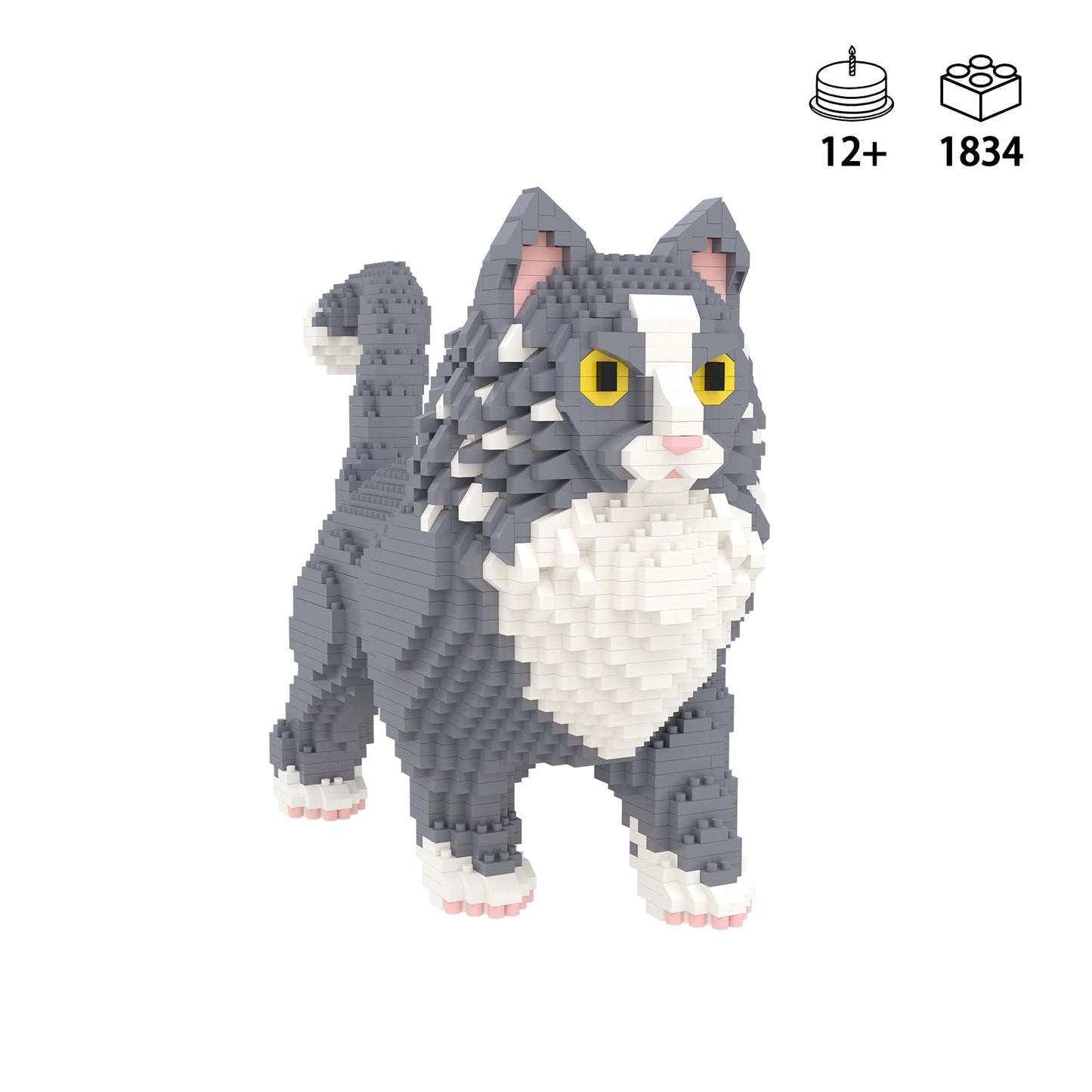 Larcele Micro Building Blocks Set, Diy Mini Building Toy Bricks For Age Over 12 Years, 1834 Pieces Kljm-05 (Maine Coon Cat)