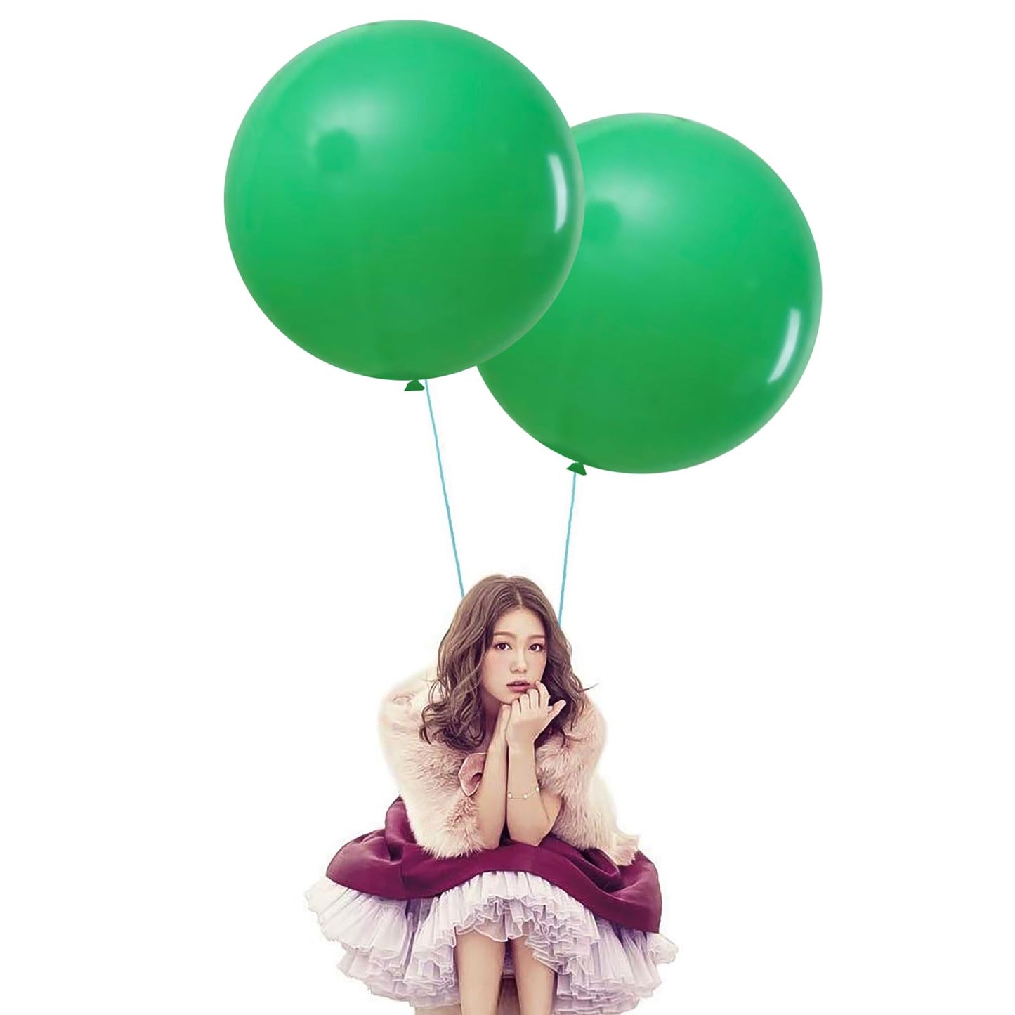 In-Jooyaa 24 Inch Latex Big Round Balloons 7 Pack Green Thick Giant Balloons For Photo Shoot Wedding Baby Shower Birthday Party