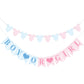 Hahafelt 1 Pcs Blue Pink Gingham Boy or Girl Clothesline Bodysuit Banner for Party Decorations Pre Strung Baby Shower Gender Rev