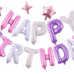 Birthday Banner, 3D Mylar Foil Happy Birthday Balloons, 24Pcs Birthday Party Decorations With 6Pcs Star Balloons For Kids Girls