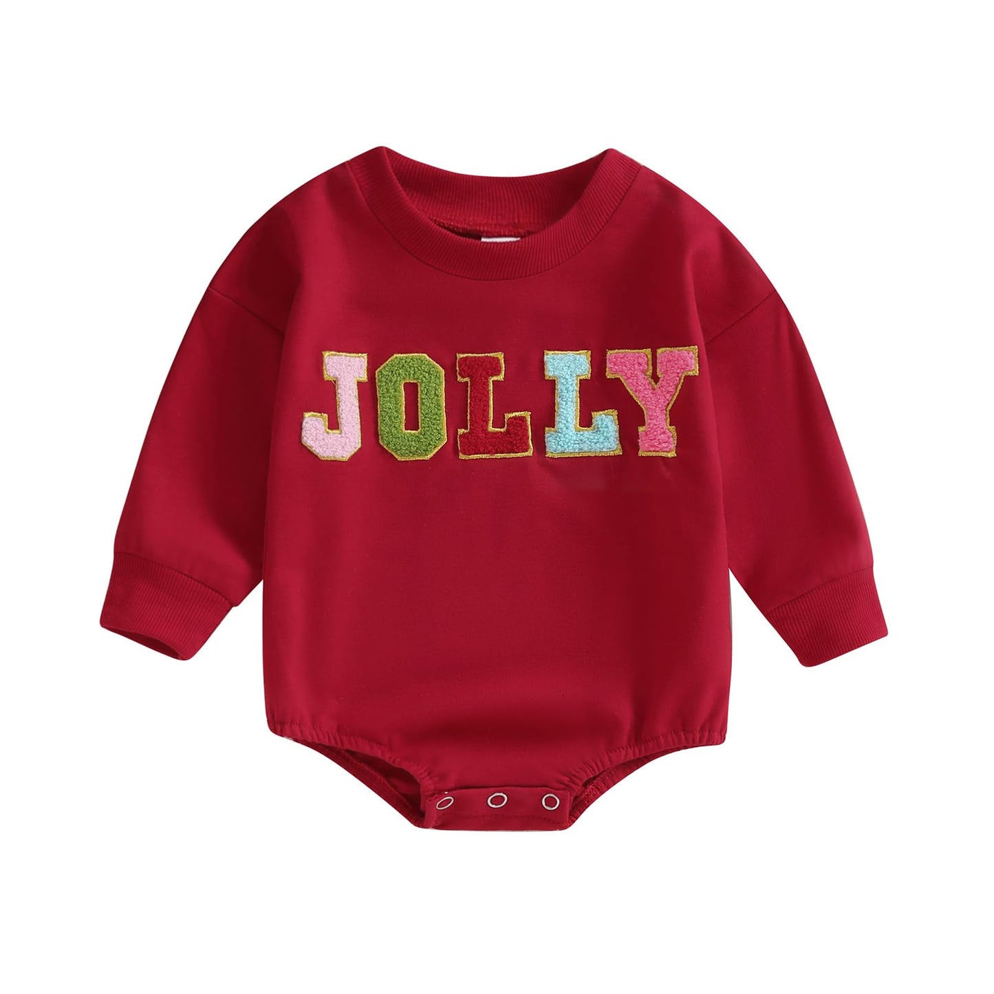 Fybitbo My First Christmas Baby Girl Boy Outfit Sweatshirt Romper Sweater Onesie Long Sleeve Bodysuit Fall Clothes (Red Embroide