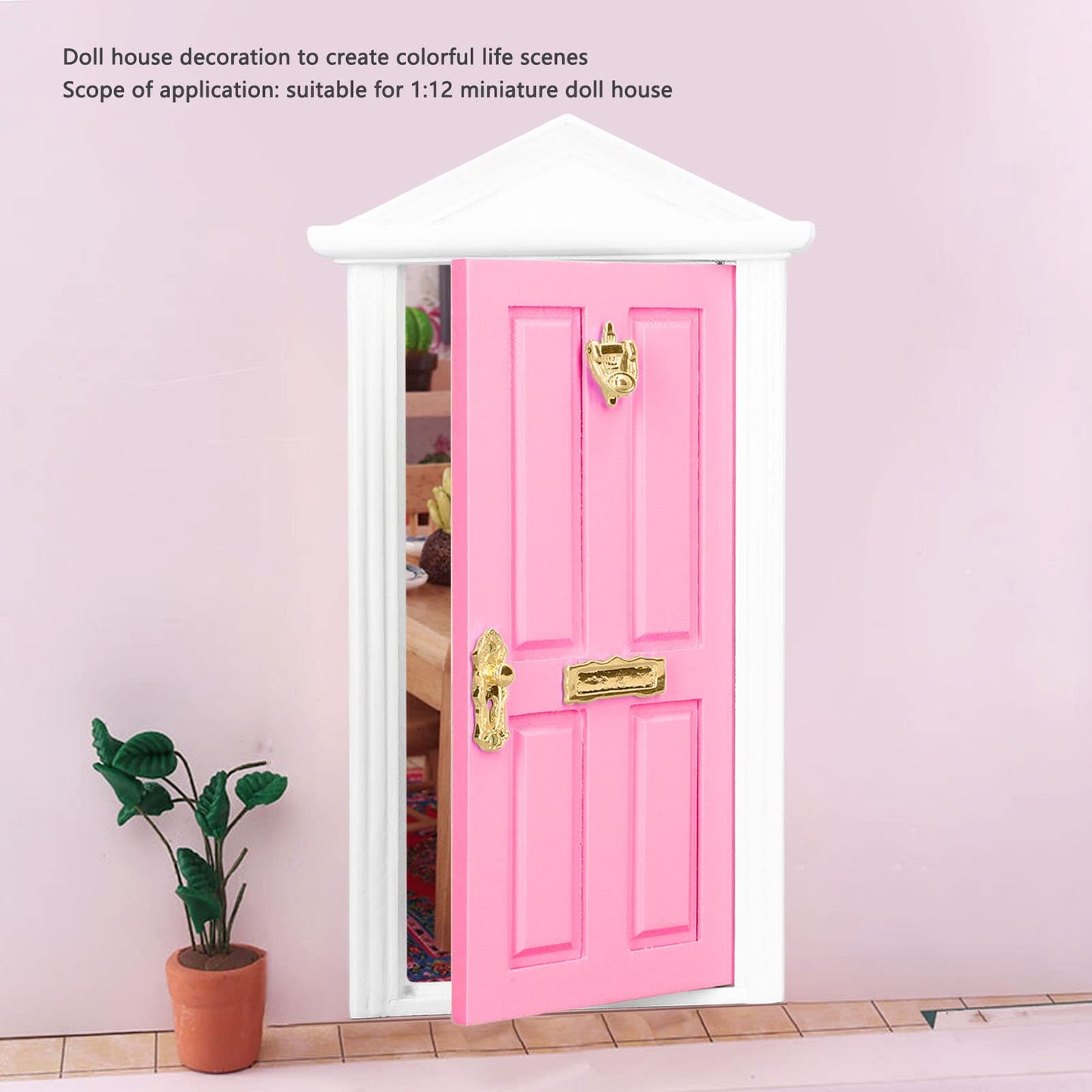 Mini Wooden Door Mini Wooden Door Bright Color Vivid Details Smoother Dollhouse Miniature Fairy Door for 1:12 Doll House Gifts(Light)