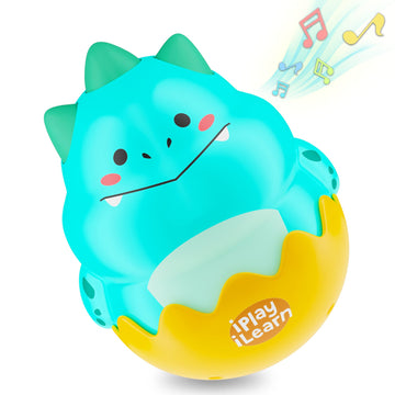 Iplay, Ilearn Baby Dinosaur Wobble Toys, Infant Dino Roly-Poly 3-6-12 Month, Babies Tummy Time Fun, Sensory Development, Newborn Gift First Birthday Present 4 5 7 8 9 10 Month 1 Year Toddler Boy Girl