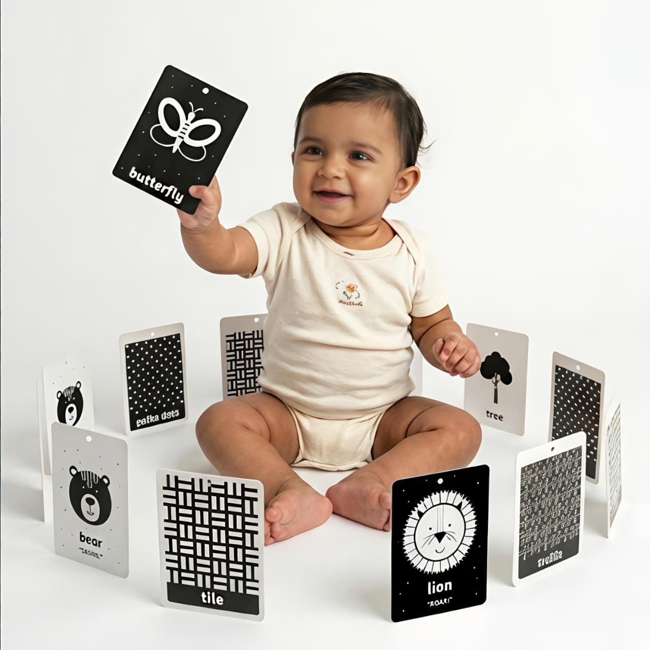 Visual Stimulation Flash Cards For Newborns (15 Pcs) | Black And White Sensory Development Cards | 5 Cards Each: Animals, Nature