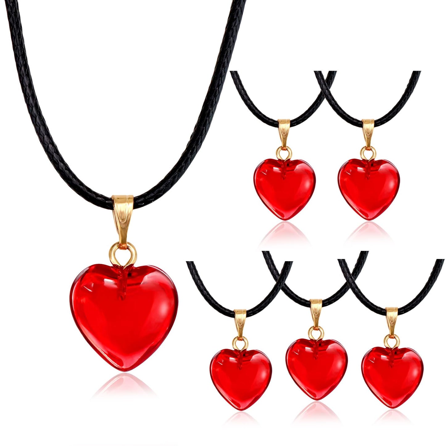 Omlisca Valentines Day Gifts 12 Pack Red Heart Shaped Pendant Necklace for Classroom Rewards Exchange Goodies Bag Filler For Wom