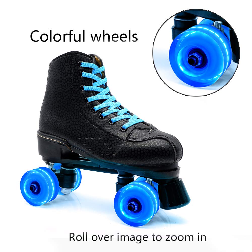 Nezylaf Light Up Roller Skate Wheels 8 Pack  78A Hardness LED Skateboard Wheels with enhanced ABEC-9 Bearings  Illuminating Roller Skate Accessories for Outdoor Indoor Quad Skates