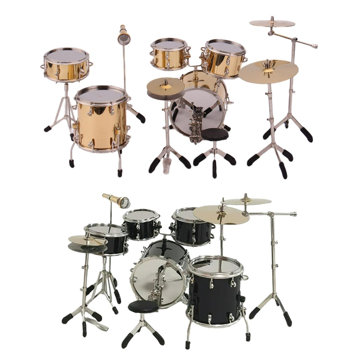 Club Bollywood 8X Realistic Mini Drum Set Music Instrument Accessories For Dollhouse Gold | Toys & Hobbies | Action Figures | Mu