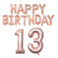 Happy Birthday Balloon Banner 40 Inch 13 Balloon Number 16 Inch Happy Birthday Letters Balloons Rose Gold Foil Mylar Balloons Fo