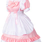 Girl Sweet Kawaii Costume Dress Anime French Maid Cosplay Furry Cat Ear Gloves Socks Set(Pink M)
