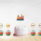 Untumble Train Theme Birthday Decoration Cake & Cup Cake Toppers Kit | Train Theme Decoration Items With Unique Cup Cake Toppers