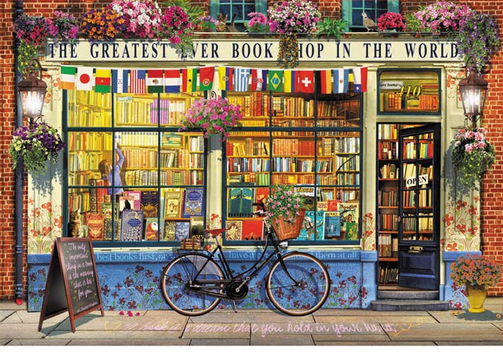 Educa - Greatest Bookshop In The World - 5000 Piece Jigsaw Puzzle - Puzzle Glue Included - Completed Image Measures 61.75' X 42.25' - Ages 14+ (18583)