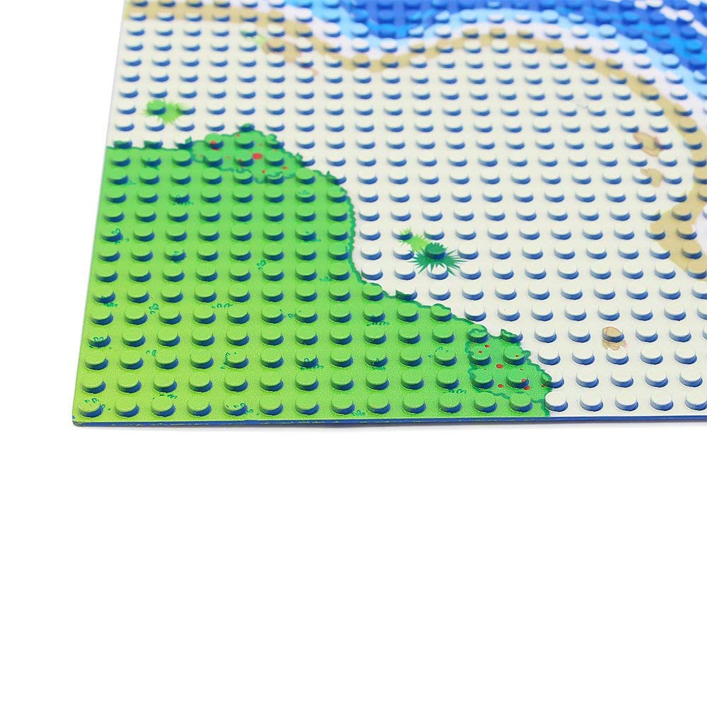 Feleph 4 Pieces Classic Blue Baseplate For City Road Beach, Ocean Island Street Water Base Plate 10 X 10 Inches, Pirates Sea Toy Kit For Building Bricks Compatible With All Major Brands (Curved 4Pcs)