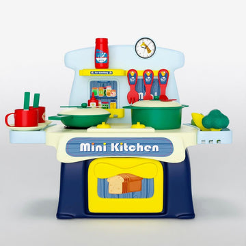 Kids Mini Kitchen Pretend Play Cooking Set  Portable Toy Kitchen with Pots, Utensils & Food Accessories for Boys and Girls