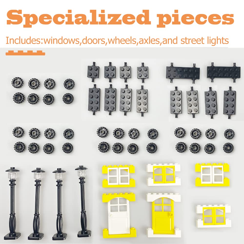 Huizdq Building Blocks, 1100 Pieces, Compatible With All Major Brands, Classic Bulk Blocks, Includes Wheels, Door, Window, Stree