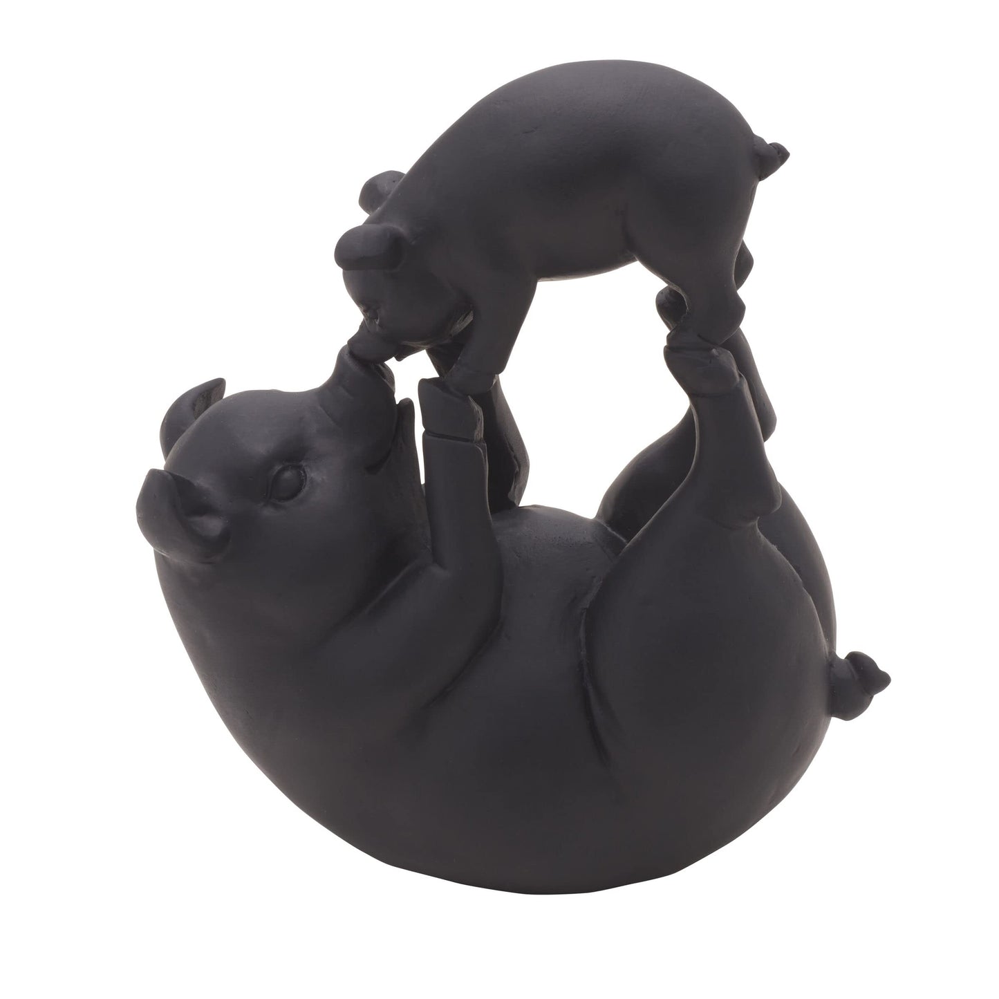 Elements 5.12X2.95X5.91 Inch Mother And Baby Pig Resin Tabletop Decor Black