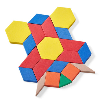 Hand2Mind Foam Pattern Blocks, Foam Shapes, Geometric Shapes For Kids, Pattern Play, Toddler Pattern Blocks, Shapes For Kindergarten, 3D Shapes Manipulatives, Sorting Math (Set Of 100)