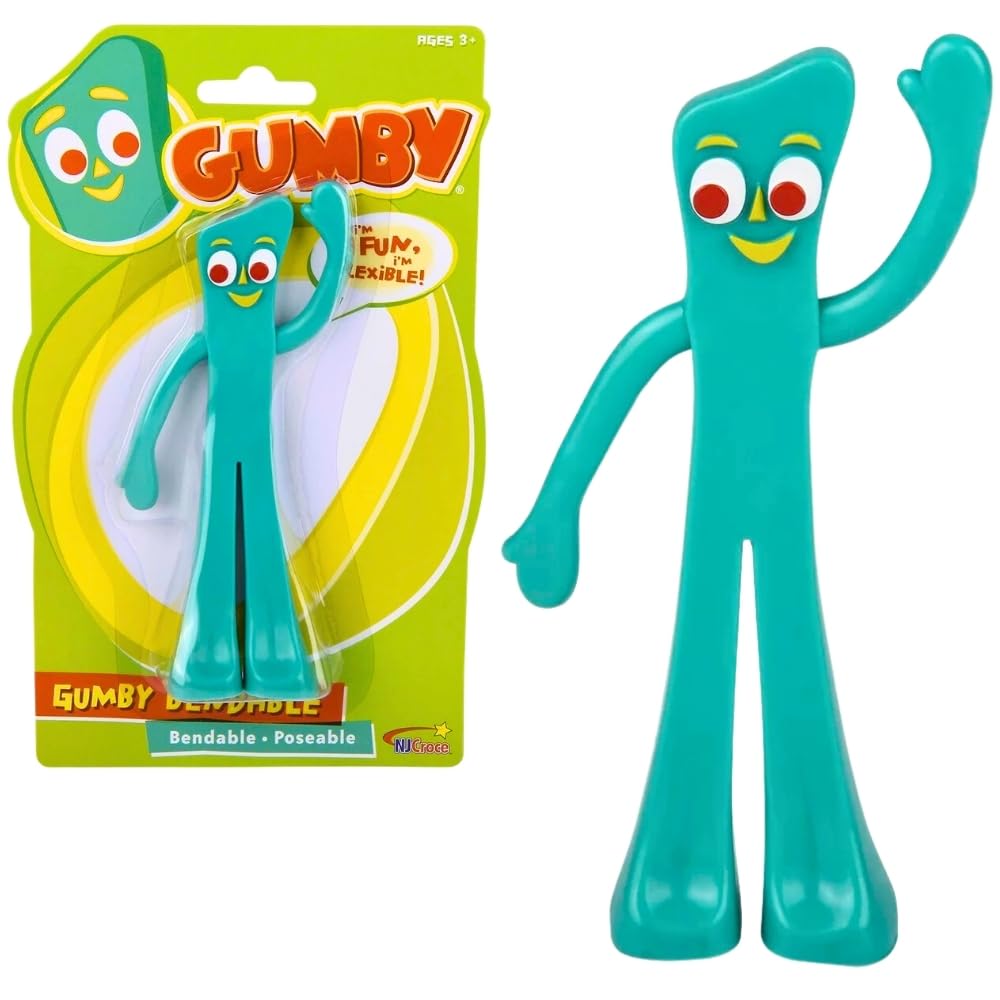 NJ Croce Bendable Gumby Figure - Poseable Green Toy, PVC Material, Pack of 1, Model GP 100