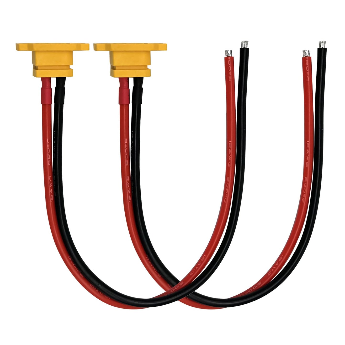 2PCS XT60E-F XT60EW-M Pigtail Cable XT60 Panel Mount Connector with 30cm 12AWG Cable for RC Drone Aircraft FPV Racing Drone (XT6