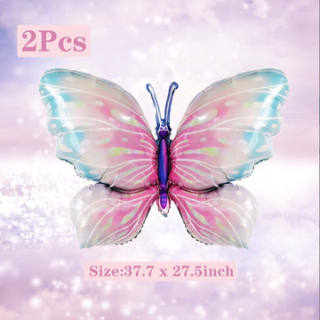 2 Pcs Pink Blue Butterfly Balloons Giant Butterfly Foil Mylar Balloon Butterfly Themed Party Girl Party Wedding Birthday Party D