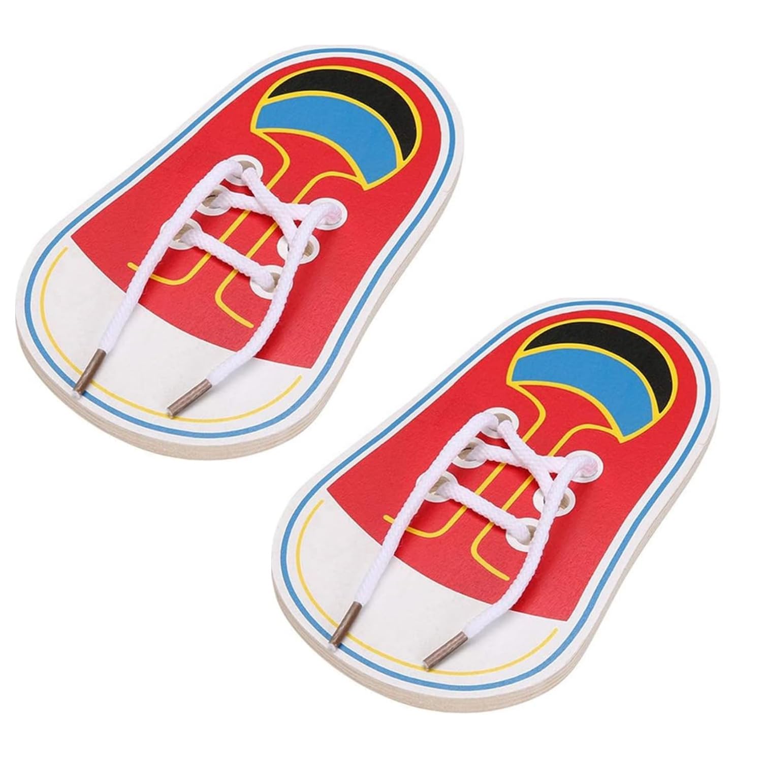 BWESOO 2 PCS Red Shoes Learning Toy Kits Learn to Tie Your Own for Kids Practical Learning Toys for Young Children Training Boar