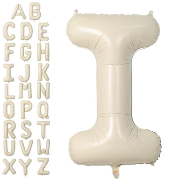 Letter Balloons Beige,40 Inch Letter I Balloons,A-Z Alphabet Name Foil Balloons,Big Single Cream Aluminum I Word Balloons Helium