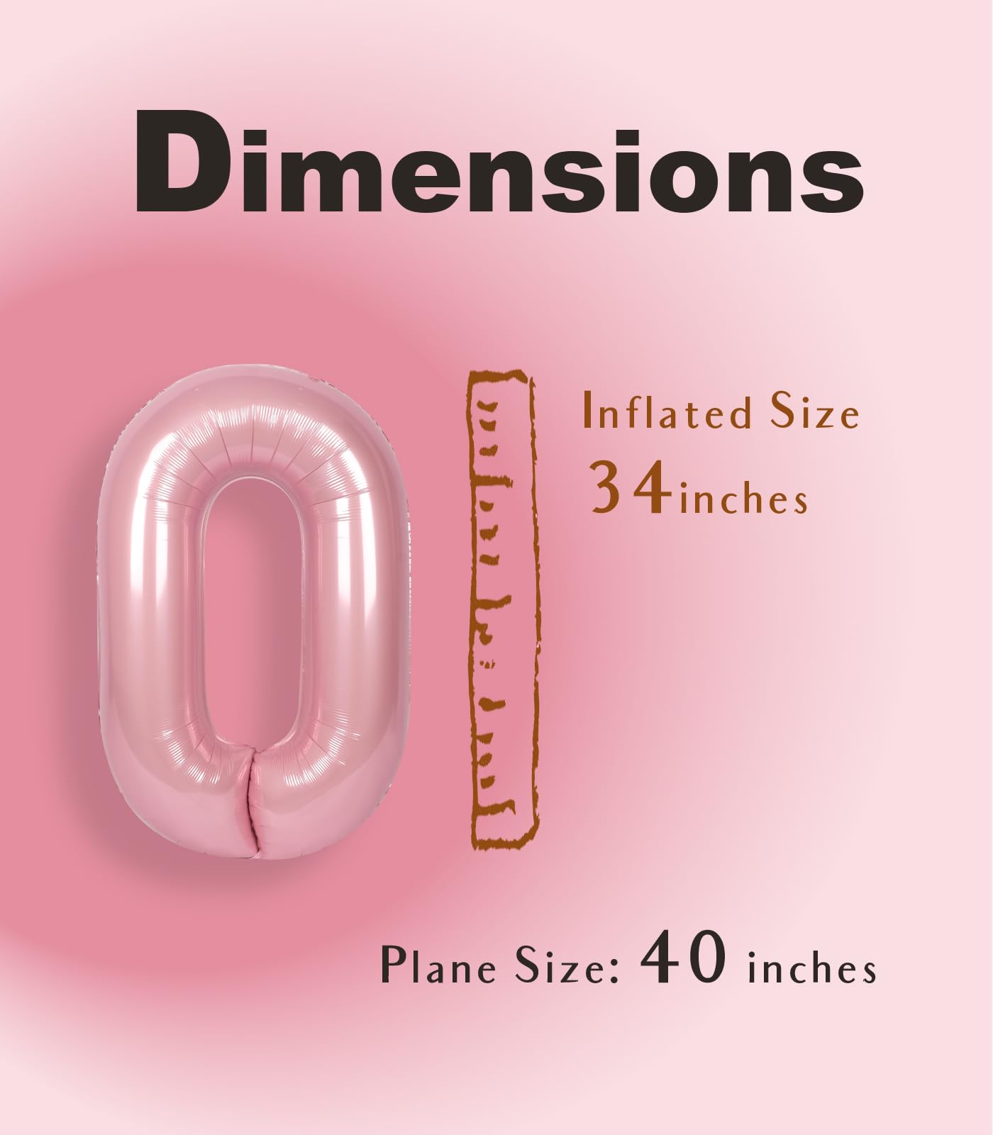 Suwen 40 Inch Pink Large 0 Balloon Numbers Big Foil Helium Number Balloons 0-9 Jumbo Happy 0Th Mylar Birthday Party Decorations