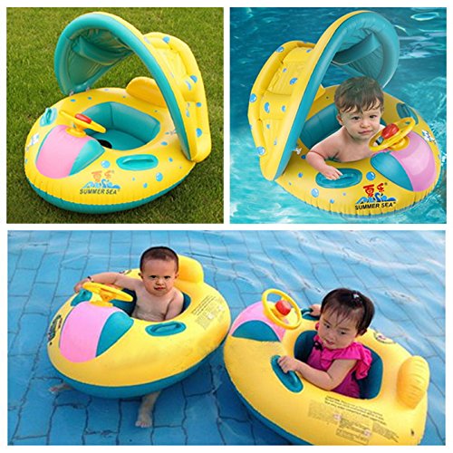 Jellydog Toy Baby Swimming Float  Baby Pool Float with Canopy  Inflatable Infant Pool Swimming Boat with Sunshade  Babies Swimming Float  Baby Pool Toy