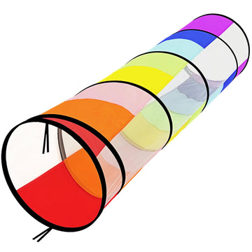 Kids Play Tunnel Pop Up Crawl Through Tunnel Play Tent for Baby Kids Children or Pet Foldable Pop Up Tents with Carry Bag (Colorful Play Tunnel with Mesh)