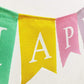 LifePassion Happy Birthday Banner with 24pcs Pennant Banner Flags, Assembled Durable Imitated Burlap Banner, Pastel Rainbow Birt