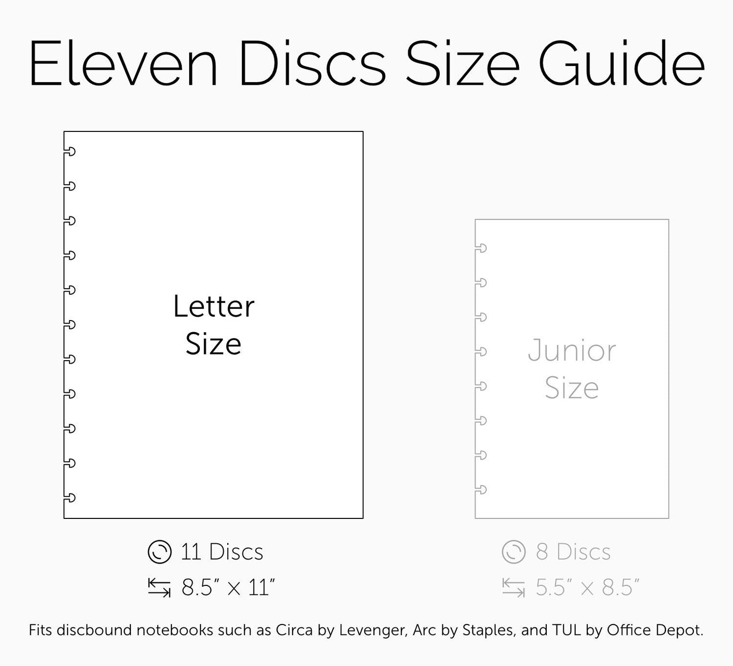 Eleven Discs Discbound Notebook, Letter Size, 1mm Poly Cover, Heavyweight Paper, 40 Margin Ruled Sheets (Black)