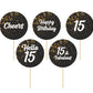 Svm Craft Printed Cheers To 15 Years Cup Cake Topper (Pack Of 50) 15 Anniversary/ Birthday Cake Topper Party Decoration (15Th) 